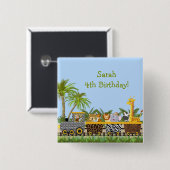 サファリジャングル動物のトレインボタン 缶バッジ (正面&裏面)