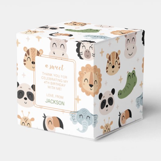 サファリジャングル動物のバードデイの男の子のギフトお願いボックス フェイバーボックス (裏面サイド)