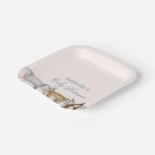 サファリジャングル動物の男の子のシャワー ペーパープレート (傾斜あり)