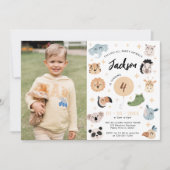 サファリジャングル動物の誕生日の男の子の写真の招待状 招待状 (正面)