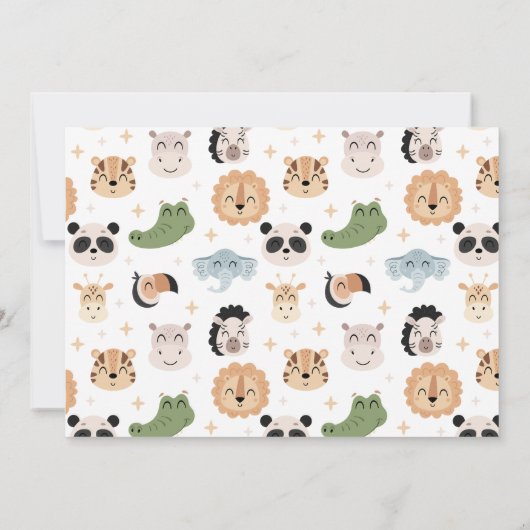 サファリジャングル動物の誕生日の男の子の写真の招待状 招待状 (裏面)