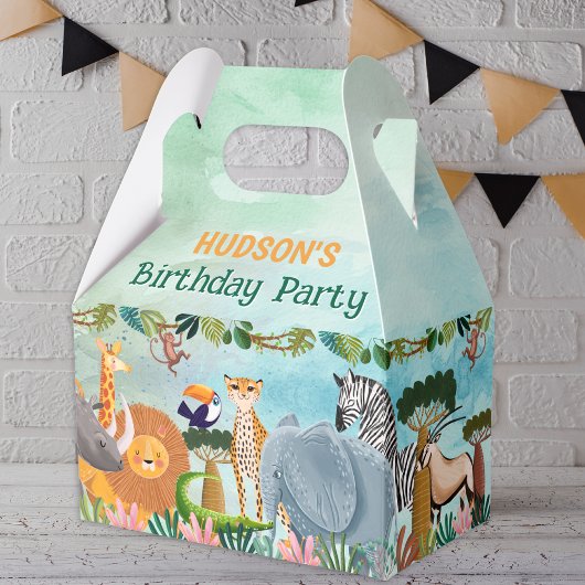 サファリジャングル動物の誕生日カスタム フェイバーボックス