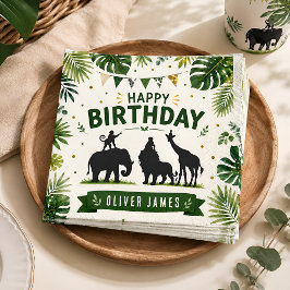 サファリジャングル動物の誕生日 スタンダードカクテルナプキン