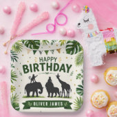 サファリジャングル動物の誕生日 ペーパープレート (パーティー)