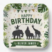 サファリジャングル動物の誕生日 ペーパープレート (正面)