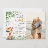 サファリジャングル動物の赤ちゃんシャワー写真 招待状 (正面)