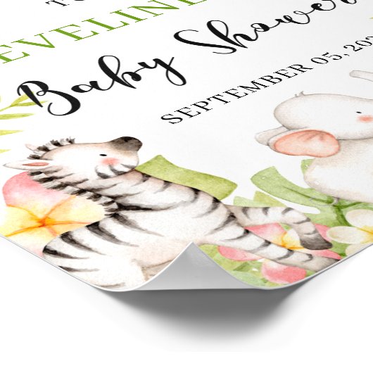 サファリジャングル動物の赤ちゃんシャワー歓迎サイン ポスター (角)