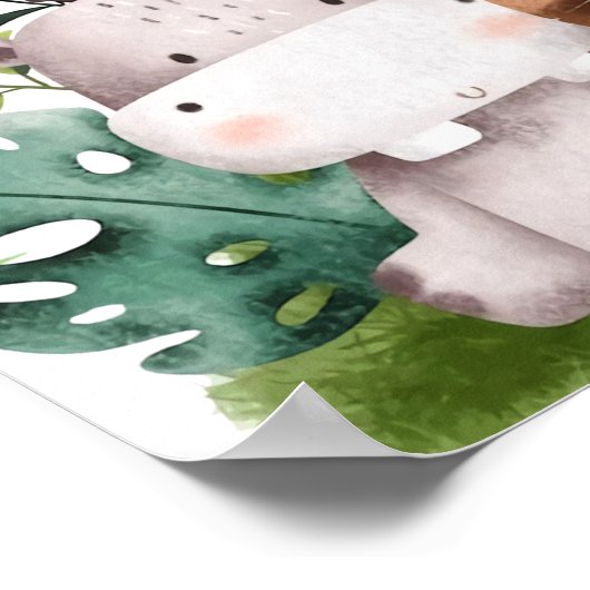 サファリジャングル動物の赤ちゃんシャワー歓迎サイン ポスター (角)