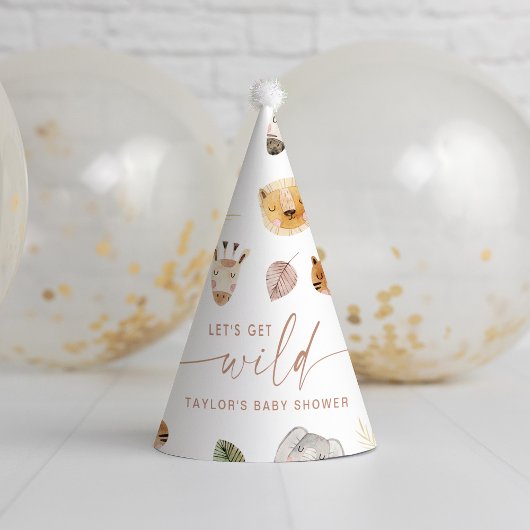 サファリジャングル動物の赤ちゃんシャワー パーティーハット