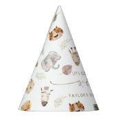 サファリジャングル動物の赤ちゃんシャワー パーティーハット (左)