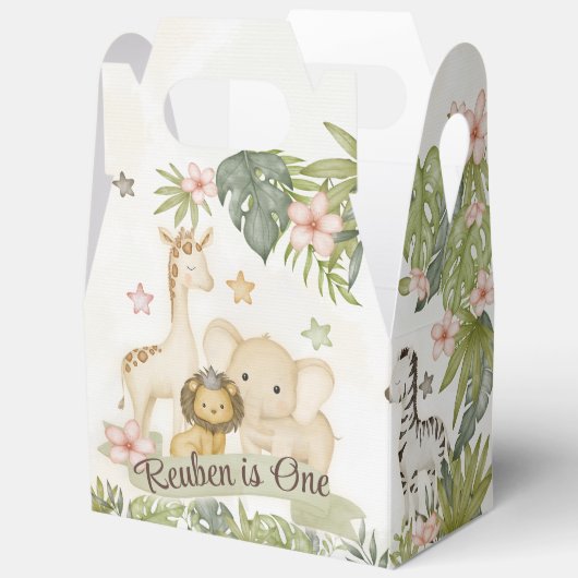 サファリジャングル動物をテーマにしたパーティーボックス フェイバーボックス (見開き)