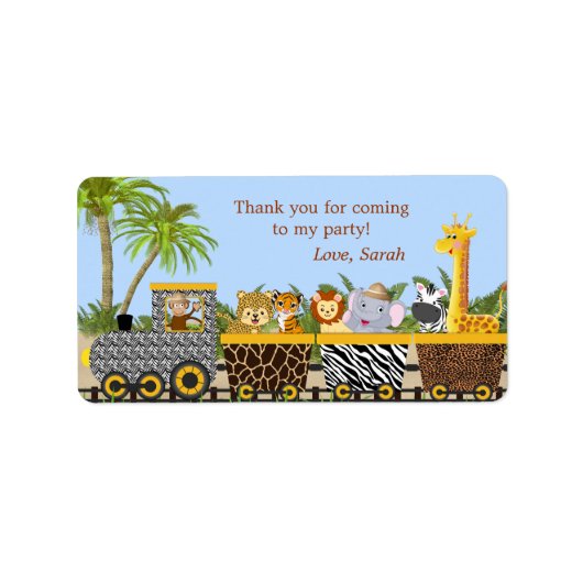 サファリジャングル動物イントレインメッセージカードラベル ラベル (正面)