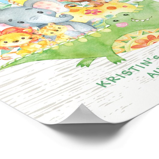 サファリジャングル動物ウェルカムベビーシャワーポスター ポスター (角)