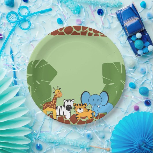 サファリジャングル動物テーマパーティー ペーパープレート (パーティー)