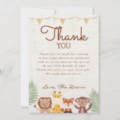 サファリジャングル動物ベビーシャワーボーイありがとう 招待状 (正面)