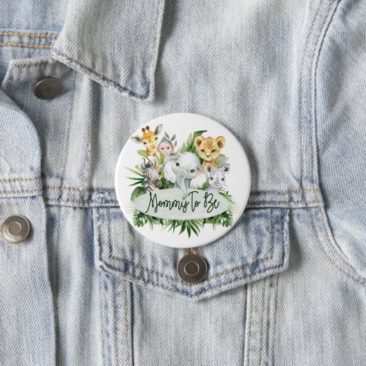 サファリジャングル動物ママは赤ちゃんのシャワーピンになる 缶バッジ (インサイチュ)