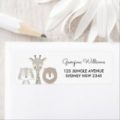 サファリジャングル動物モダン赤ちゃんシャワーワイルドワン ラベル (インサイチュ)