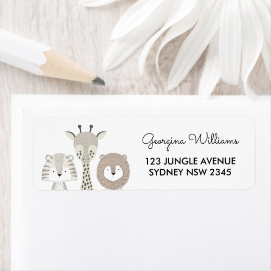 サファリジャングル動物モダン赤ちゃんシャワーワイルドワン ラベル (インサイチュ)