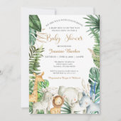 サファリジャングル動物ワイルドワクワク赤ちゃんシャワー 招待状 (正面)