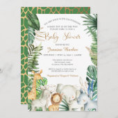 サファリジャングル動物ワイルドワクワク赤ちゃんシャワー 招待状 (正面/裏面)