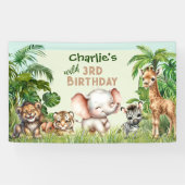 サファリジャングル動物園かわいい動物ワイルド誕生日 横断幕 (横)