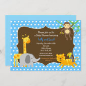 サファリジャングル動物園のベビーシャワー招待状 招待状 (正面/裏面)