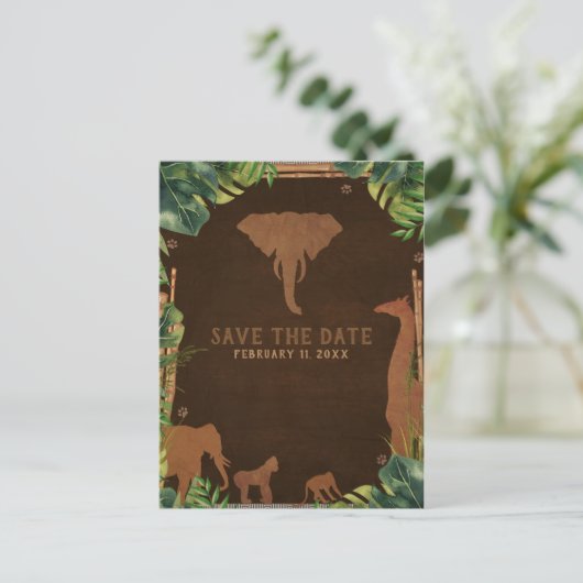 サファリジャングル動物園の動物が日付を保存 案内ポストカード (スタンド正面)