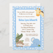 サファリジャングル動物園の赤ちゃんシャワー招待状（５ｘ７） 招待状 (正面/裏面)