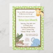 サファリジャングル動物園アニマルベビーシャワー招待状 招待状 (正面/裏面)