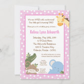 サファリジャングル動物園アニマル誕生日招待状 招待状 (正面)