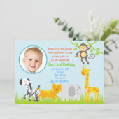 サファリジャングル動物園誕生日招待状 招待状 (スタンド正面)