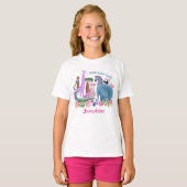 サファリジャングル動物女子バースデー Tシャツ (正面フル)