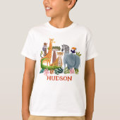 サファリジャングル動物男の子 誕生日 Tシャツ (正面)