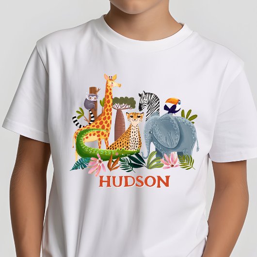 サファリジャングル動物男の子 誕生日 Tシャツ