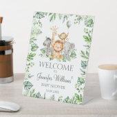 サファリジャングル動物男の赤ちゃんシャワーウェルカムサイン 台座サイン (インサイチュ)