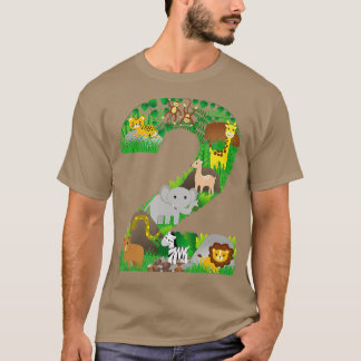 サファリジャングル動物第2誕生日番号 Tシャツ