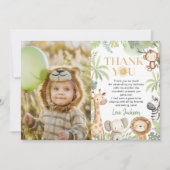 サファリジャングル動物誕生日写真 サンキューカード (正面)