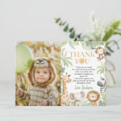 サファリジャングル動物誕生日写真 サンキューカード (スタンド正面)