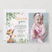 サファリジャングル動物誕生日写真 サンキューカード (正面)