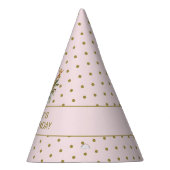 サファリジャングル動物1stバースデーピンク&金ゴールド パーティーハット (右)