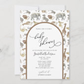 サファリジャングル動物「ぼほアーチ」ベビーシャワー 招待状 (正面)