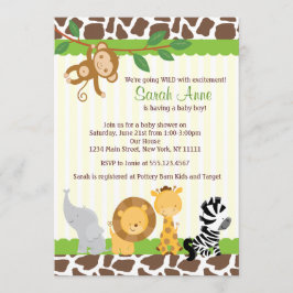 サファリジャングル男の赤ちゃんシャワー招待状 招待状