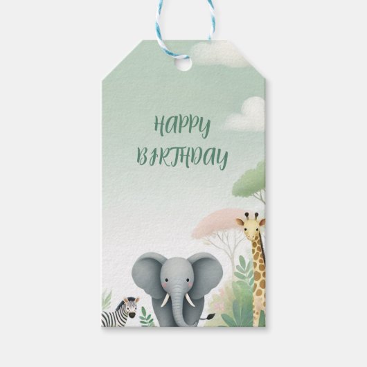 サファリジャングル誕生日ギフトタグ ギフトタグ (正面)
