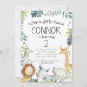 サファリジャングル誕生日招待状クラフト 招待状 (正面)