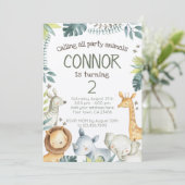 サファリジャングル誕生日招待状クラフト 招待状 (スタンド正面)