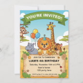 サファリジャングル誕生日招待状 | サファリ 誕生日 招待状 (正面)