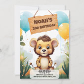 サファリジャングル誕生日招待状 子供へ 招待状 (正面)