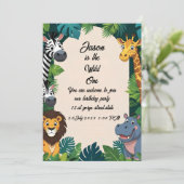 サファリジャングル誕生日招待状 招待状 (スタンド正面)