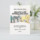 サファリジャングル誕生日編集可能な水彩動物 招待状 (スタンド正面)