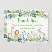 サファリジャングル赤ちゃんシャワーありがとう サンキューカード (正面/裏面)